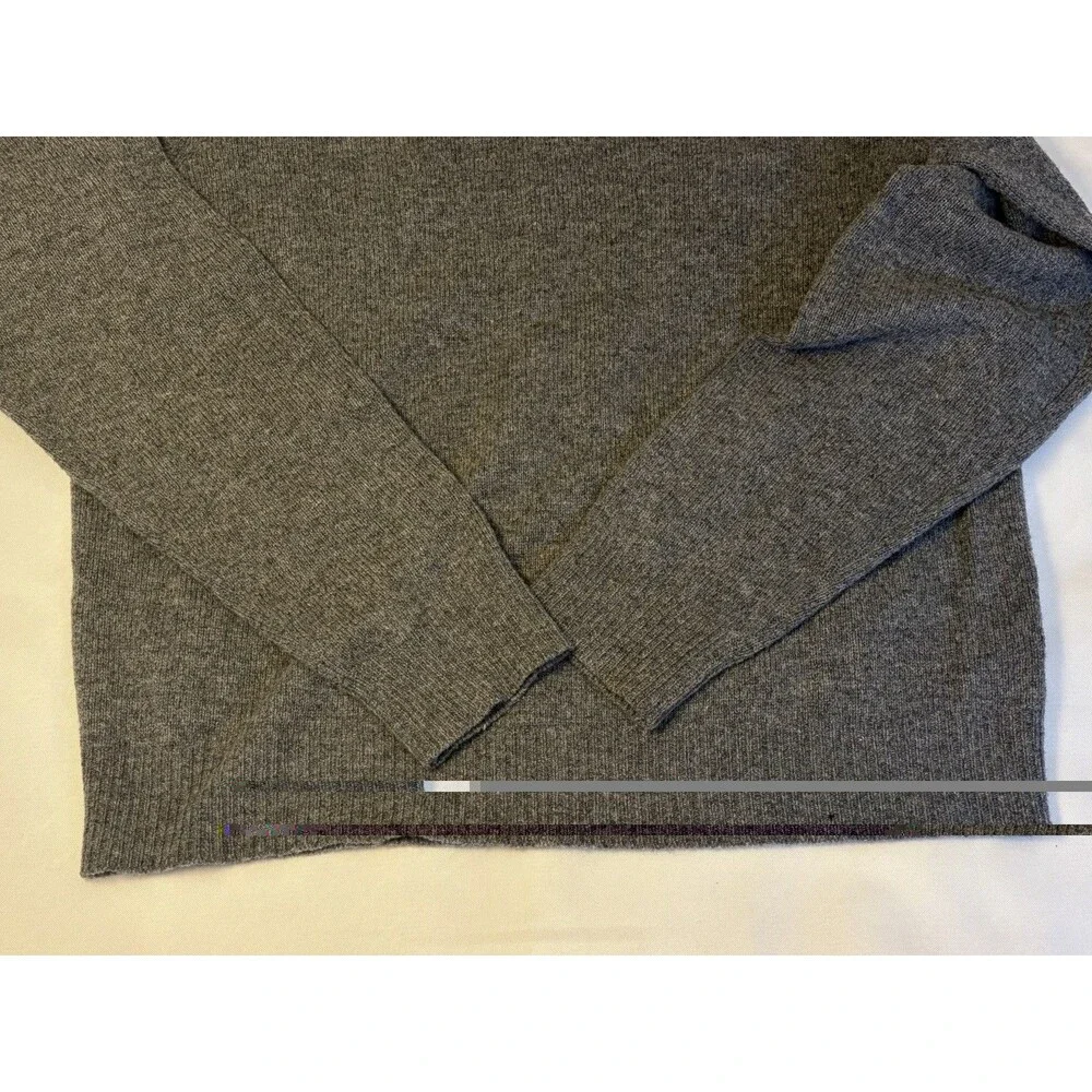 BROOKS BROTHERS Gray V Neck Lambswool Sweater Men Large Knit Pullover Preppy